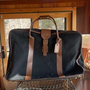 T. Anthony Luxury Canvas & Leather Garment Bag | Monogram R.V.B. | USA